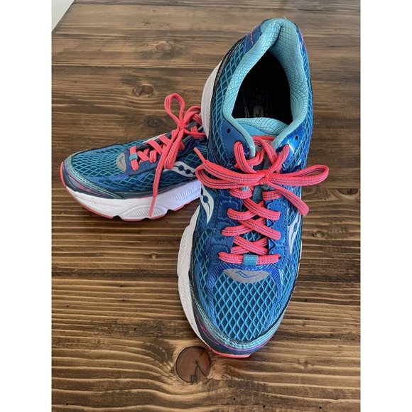 Saucony Ride 7 Women's Size 7 Medium Running Shoes Turquoise/Coral - Picture 1 of 6